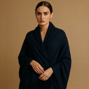 Merona Dark Blue Fringe Scarf Shawl Wrap One Size